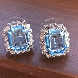 Blue and white Topaz post Earrings